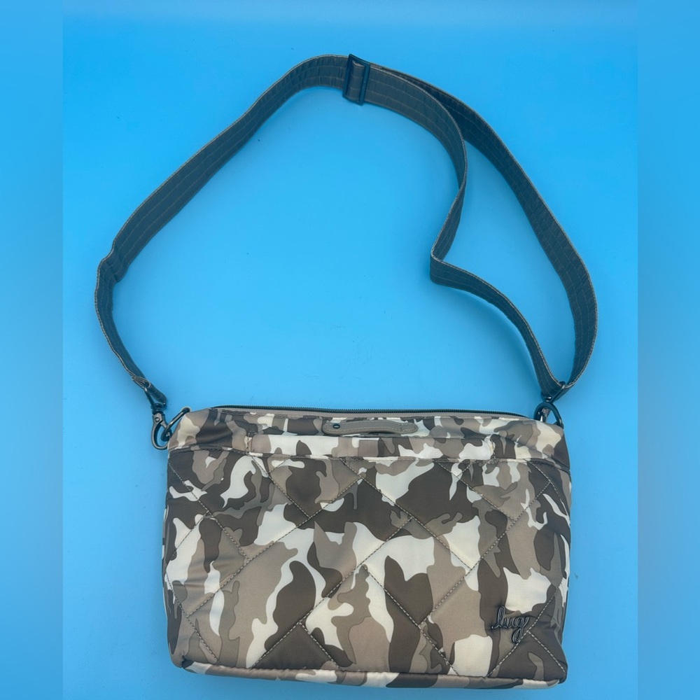 Lug RFID Medium Crossbody Camo Taupe Rarely Used